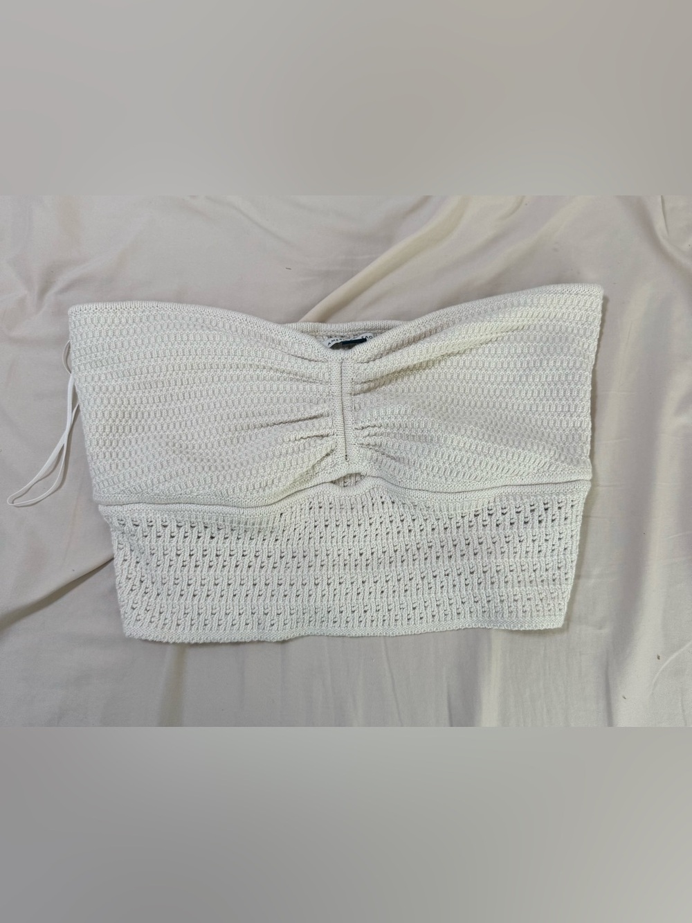 Textured Strapless Knit Bandeau Top - Cream